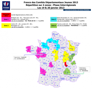 (Miniature) Championnat de France des Comités Départementaux : Répartition des zones